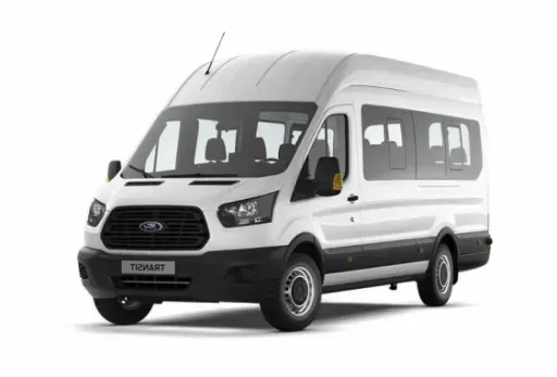 image of a white mini bus
