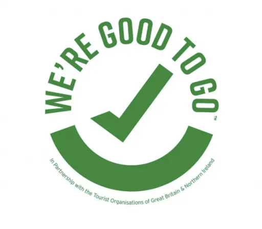 Green circular logo with the text WE'RE GOOD TO GO and a check mark inside.