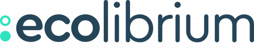 Logo of ecolibrium featuring a combination of green and dark blue text with circular elements.